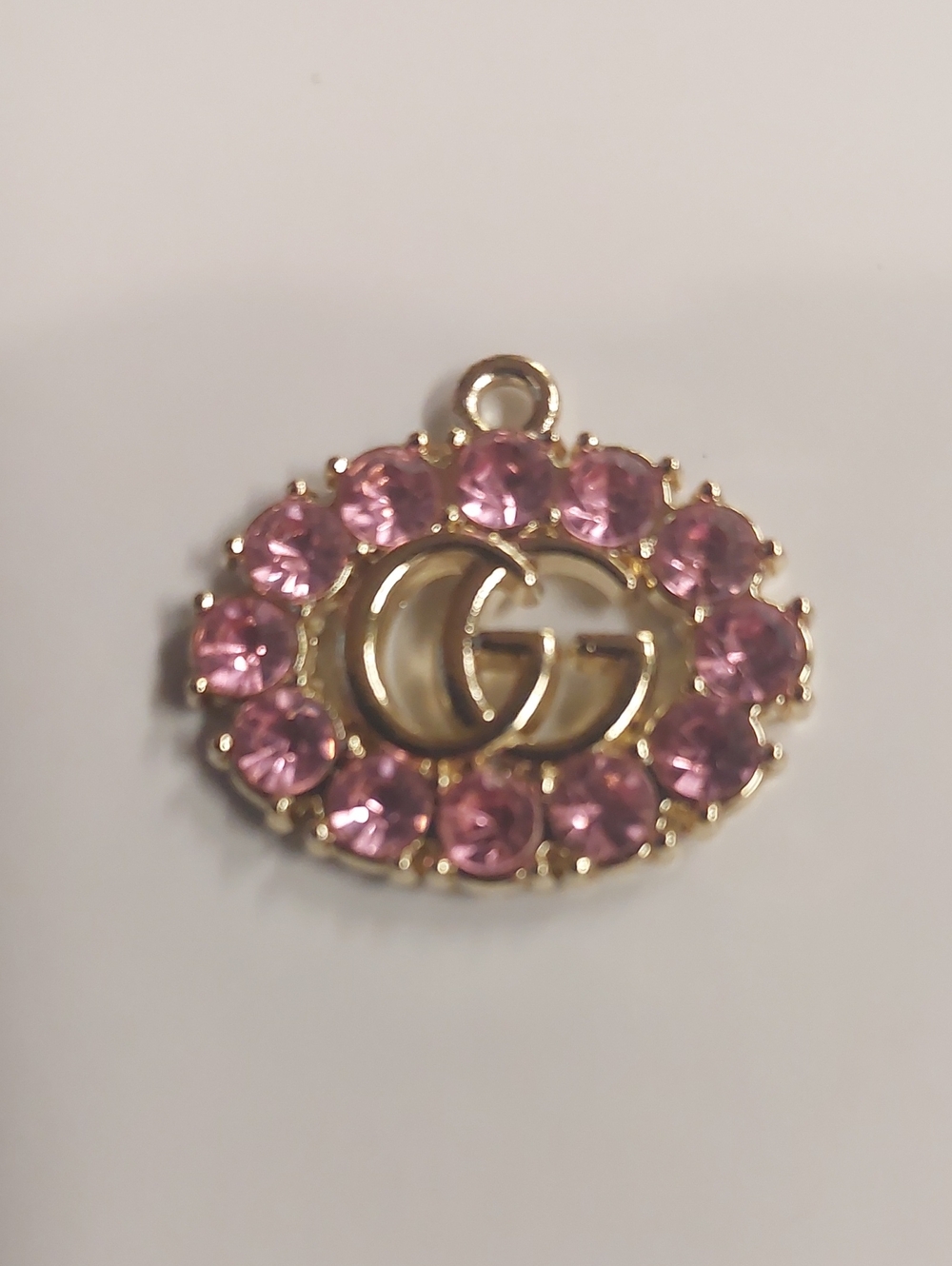 Gucci Gold & Pink Crystal Double-G Charm Pendant
